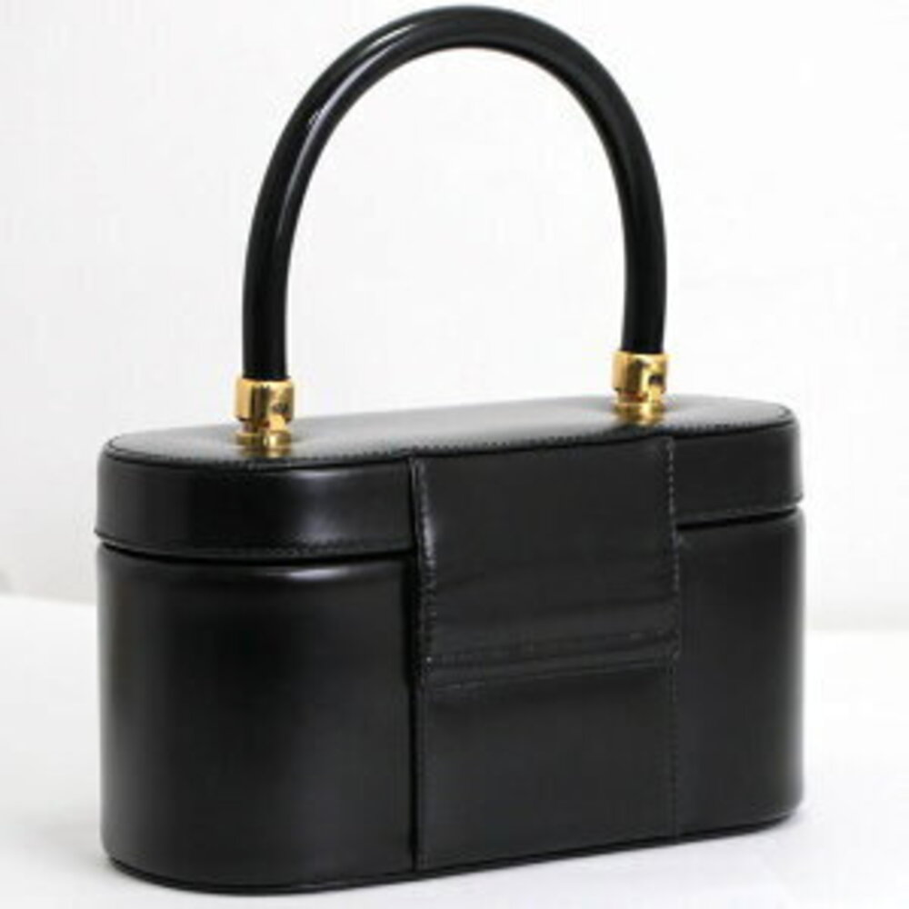Gucci Top Turnlock Vanity Leather Black Handle Handbag Calf